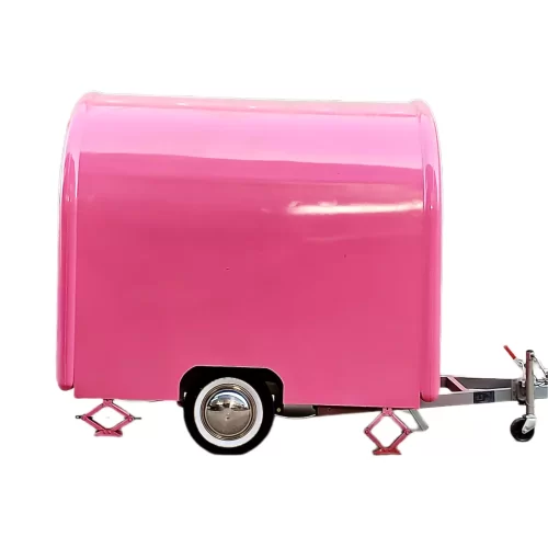 Discover the perfect Food Truck for Sale in the USA - the Best Sweet Pink Food Trailer with Italian Retro Charm. Our versatile food truck offers Taco, Hot Dog, Tamales, Coffee, Ice Cream and more. Equipped with 3 sinks, a fryer, and a rain protection system, it's a complete mobile kitchen. Explore this unique opportunity now from Trailer Concept