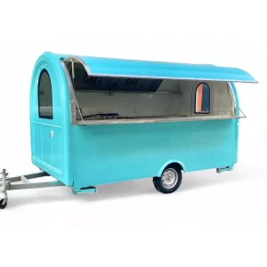Discover the perfect Food Truck for Sale in the USA - the Best Azur Food Trailer with Italian Retro Charm. Our versatile food truck offers Taco, Hot Dog, Tamales, Coffee, Ice Cream and more. Equipped with 3 sinks, a fryer, and a rain protection system, it's a complete mobile kitchen. Explore this unique opportunity now from Trailer Concept