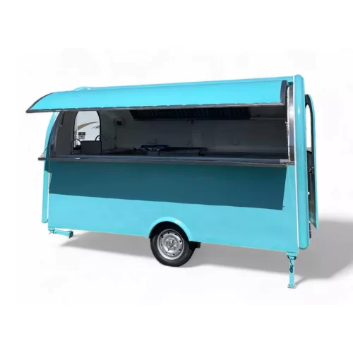 Discover the perfect Food Truck for Sale in the USA - the Best Azur Food Trailer with Italian Retro Charm. Our versatile food truck offers Taco, Hot Dog, Tamales, Coffee, Ice Cream and more. Equipped with 3 sinks, a fryer, and a rain protection system, it's a complete mobile kitchen. Explore this unique opportunity now from Trailer Concept