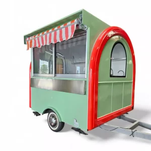 Discover the perfect Food Truck for Sale in the USA - the Best Brume Food Trailer with Italian Retro Charm. Our versatile food truck offers Taco, Hot Dog, Tamales, Coffee, Ice Cream and more. Equipped with 3 sinks, a fryer, and a rain protection system, it's a complete mobile kitchen. Explore this unique opportunity now from Trailer Concept