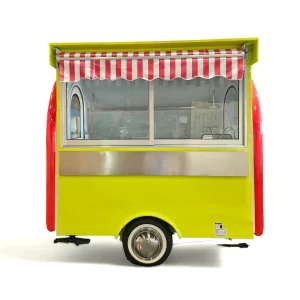 Discover the perfect Food Truck for Sale in the USA - the Best Lumiere Food Trailer with Italian Retro Charm. Our versatile food truck offers Taco, Hot Dog, Tamales, Coffee, Ice Cream and more. Equipped with 3 sinks, a fryer, and a rain protection system, it's a complete mobile kitchen. Explore this unique opportunity now from Trailer Concept